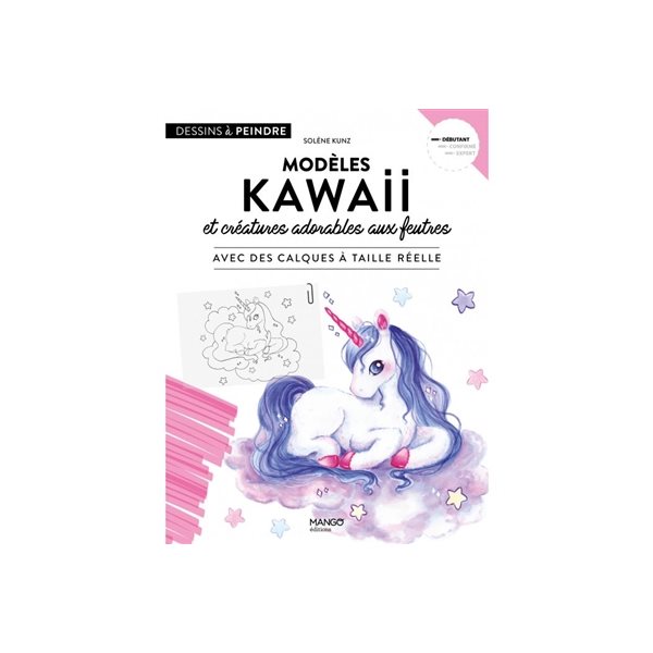 Modèles kawaii et créatures adorables aux feutres