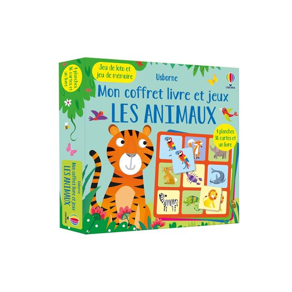 Les animaux : mon coffret livre et jeux : jeu de loto et jeu de mémoire