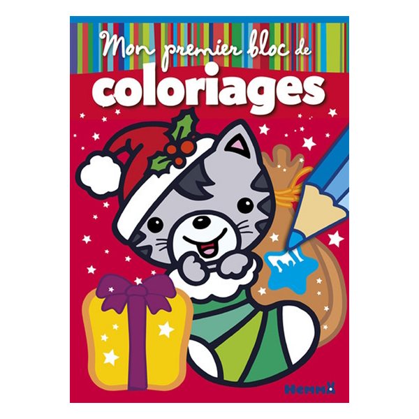 Mon premier bloc de coloriages : chat Noël