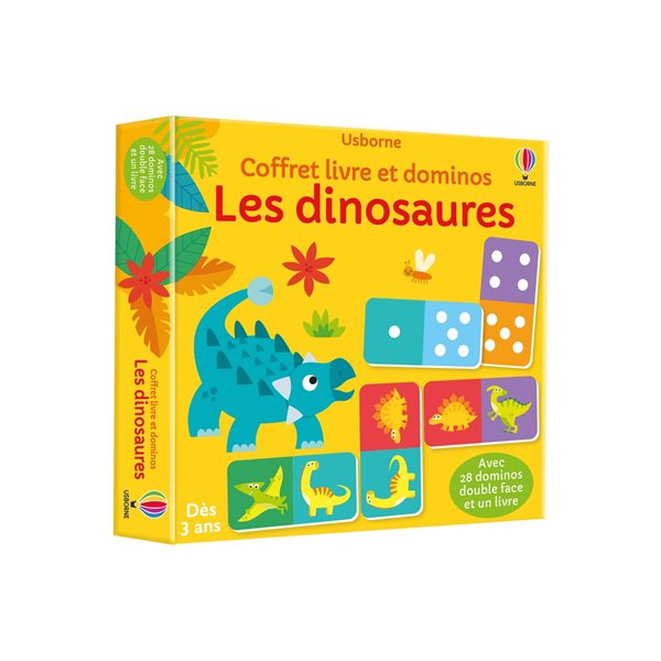 Les dinosaures : Coffret livre et dominos