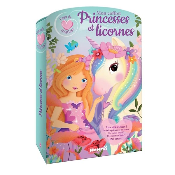 Coup de coeur créations : Mon coffret Princesses et licornes : Avec des stickers ! De jolies princesses à habiller. Un carnet créatif