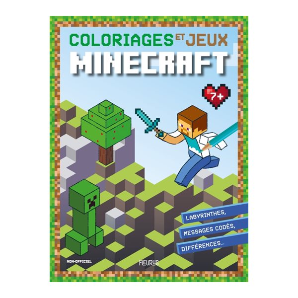 Coloriages et jeux Minecraft : labyrinthes, messages codés, différences...