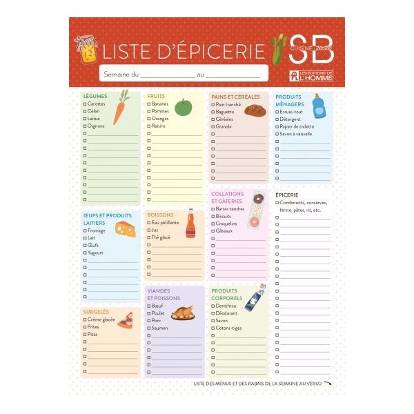 Listes d'épicerie Salut Bonjour : Pour vous simplifier la vie !