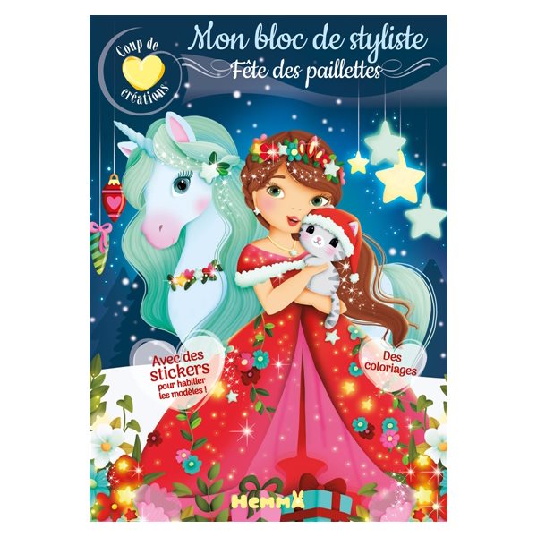 Coup de coeur créations : Mon bloc de styliste : Fête des paillettes - Des coloriages - Avec des stickers pour habiller les modèles