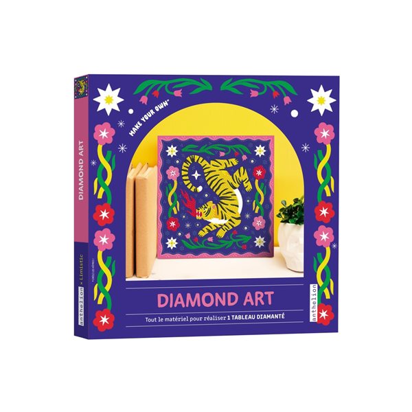 Diamond art : tout le matériel pour réaliser 1 tableau diamanté tigre