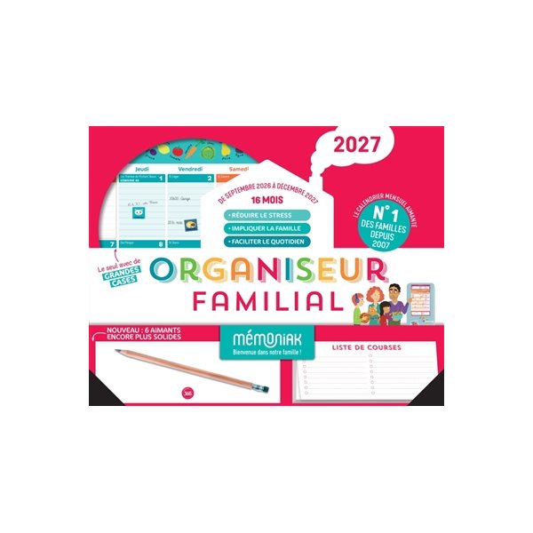 Organiseur familial Mémoniak 2027 : 16 mois, de septembre 2026 à décembre 2027, Le Mémoniak